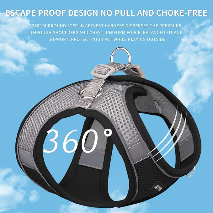 AIITLE Dog Harness, Spring No-Pull Cat Harness with a Leash, Adjustable Reflective Dog Vest, Cat Harness Escape Proof, Outdoor Walking, Camping for Extra Small Dogs and House Cats Black XXXS AIITLE-FORPETSBETTERLIFE