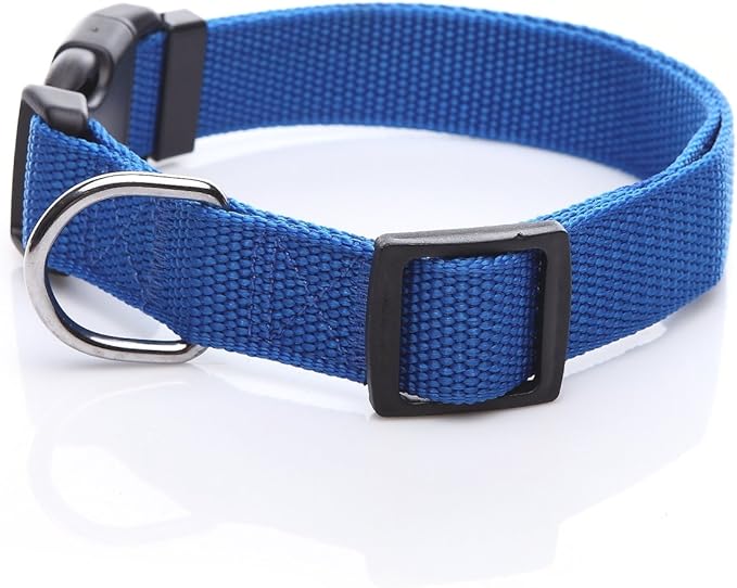 Adjustable Nylon Dog Collar, pet Collar 1 Inch 3/4 Inch 5/8 Inch Wide, for Large Medium Small Dogs(3/4 Inch, Blue TAIDA