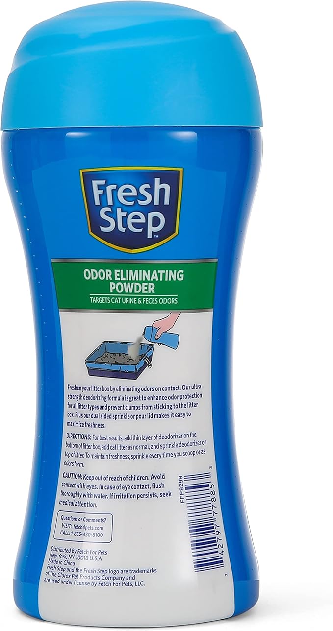 Fresh Step Cat Litter Box Odor Eliminating Powder | Cat Deodorizer for Litter Box | Easy to Use Odor Neutralizing Powder Cat Product for the Home - 16 Ounces (Pack of 2) - PAWPICO