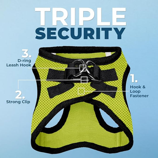 Voyager Step-in Air Dog Harness - All Weather Mesh, Reflective, No Pull Harness for Small, Medium Dogs, Cats - Secure with Hook & Loop Fastener, Buckle, Double D-Rings - Lime Green/Black Trim, XS BestPetSuppliesLLC