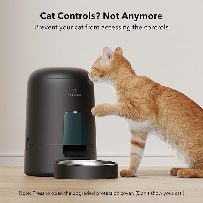 PETLIBRO Automatic Cat Feeder, Cat Food Dispenser Battery-Operated with 180-Day Battery Life, AIR Timed Pet Feeder for Cat & Dog, 2L Auto Cat Feeder, Black - PAWPICO