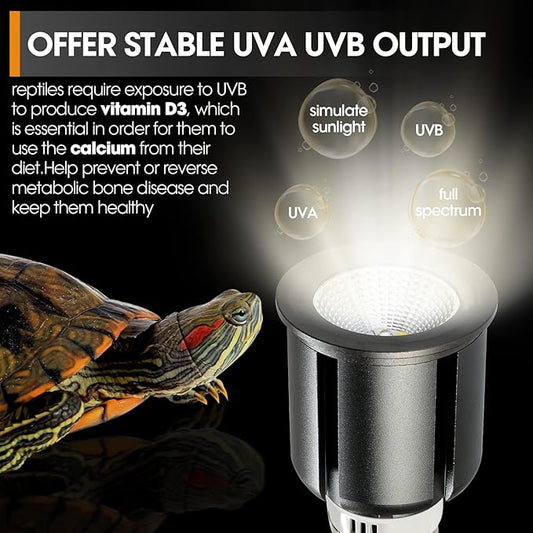 Premium 5.0 UVB Reptile Light,UVA UVB 3W Full Spectrum Tropical,UVB Bulb for Optimal Calcium Metabolism,Ideal for Tropical-Dwelling Reptiles Turtle Green Anole GeeKoit
