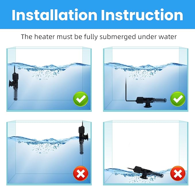 AQUANEAT Aquarium Heater, 25W Small Betta Fish Tank Heater, Mini Preset Water Thermostat with a Thermometer Aquaneat