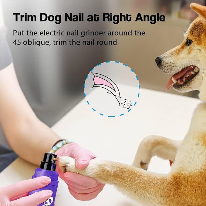 Casfuy Dog Nail Grinder Upgraded - Professional 2-Speed Electric Rechargeable Pet Nail Trimmer Painless Paws Grooming & Smoothing for Small Medium Large Dogs & Cats (Purple) - PAWPICO