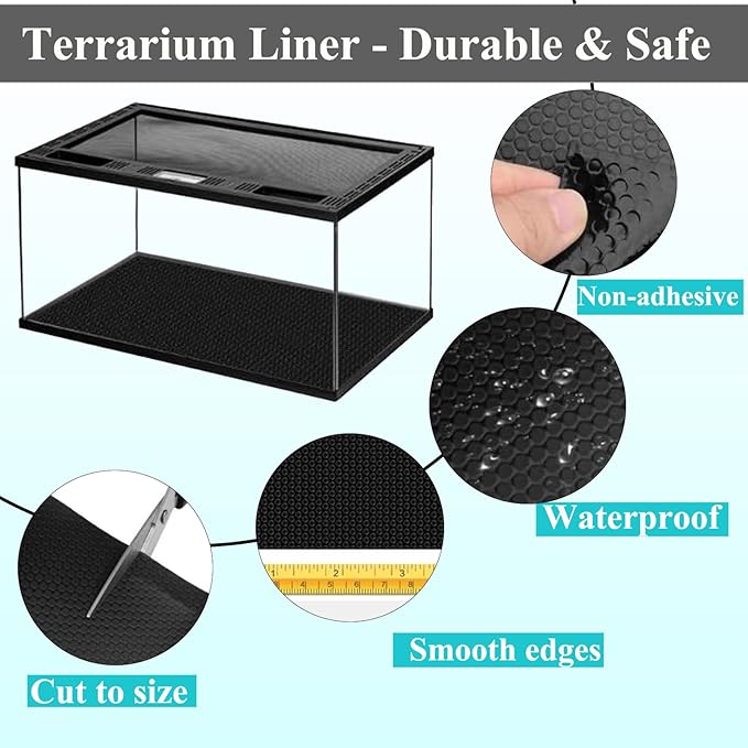 Bearded Dragon Tank Accessories, Reptile Carpet Bedding Reptile Mat Terrarium Substrate Liner Tank Flooring Habitat Accessories for Gecko, Snake, Tortoise, Lizard, Iguana (18"X 79" Black) Mechpia