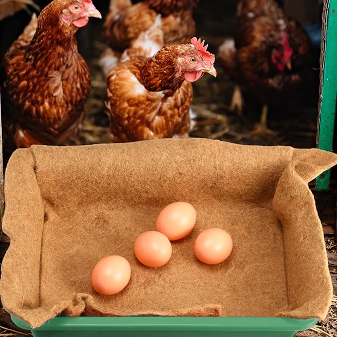 Aoriher 24 Pack Natural Hemp Chicken Nesting Pads Reusable Hens Nest Bedding Mats Chicken Nesting Box Liners for Hen Laying Eggs, Chicken Coop Pet Garden Lawn Indoor Outdoor, 11.8 x 11.8 Inches Aoriher