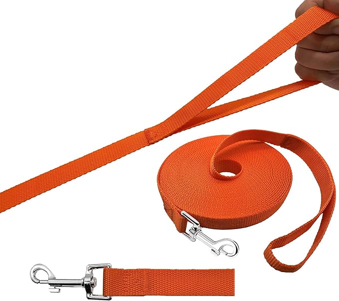 15ft 20ft 30ft 40ft 50ft Long Dog/Puppy Lead Obedience Recall Training Dog Leashes for Small Medium Dogs Camping, Training, Play, or Backyard (20 FT, Orange) PETGOGO