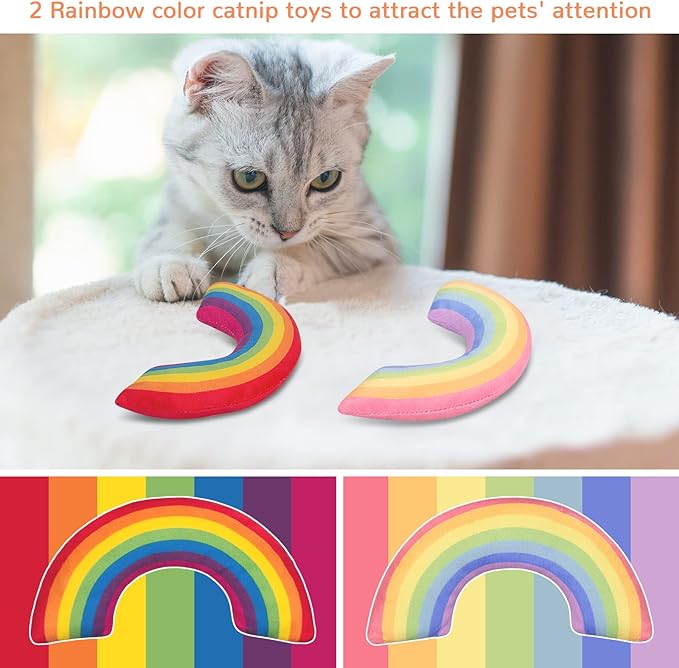 Catnip Toys, Catnip Toys for Cats, Cat Toys, Cat Toys for Indoor Cats, Cat Toys with Catnip, Interactive Cat Teething Chew Toys Cat Pillow Toys for Kitten Kitty, 2 Pack - PAWPICO