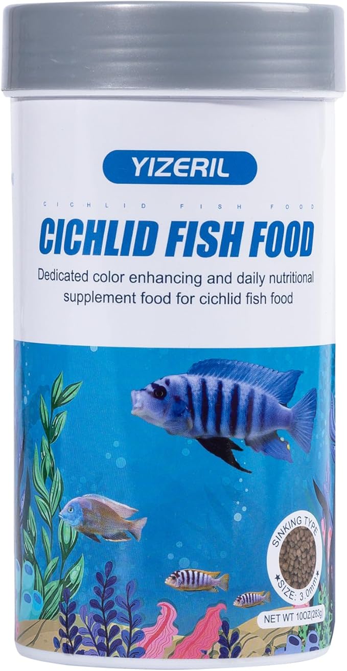 Cichlid Fish Food - All Natural Sinking Carnivore Pellets for Large Cichlid Tropical Fish Rich in Protein for Cichlid'S Color Enhancing Healthy Development and Cleaner Water yizeril