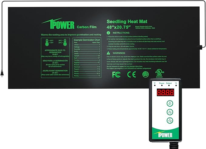 iPower 48"x20.75" Seedling Heat Mat and Digital Thermostat Combo Set, Warm Hydroponic Heating Pad for Germination, Indoor Gardening, Greenhouse iPower