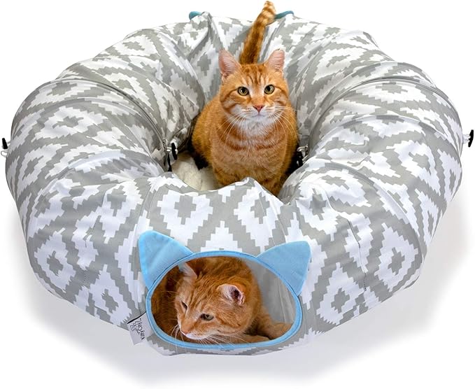 Kitty City Large Cat Tunnel Bed, Cat Bed, Pop Up Bed, Cat Toys, White - PAWPICO