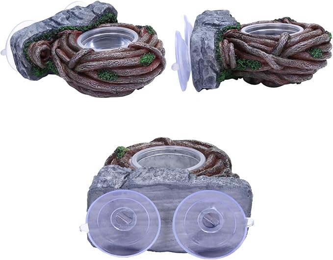 AIICIOO Vine Reptile Feeding Ledge Pet Food Bowl Water Dish Amphibian Feeder Bowl Reptile Terrarium Decor for Bearded Dragon Lizard Snake Frog Gecko Tortoise Hermit Crab AIICIOO