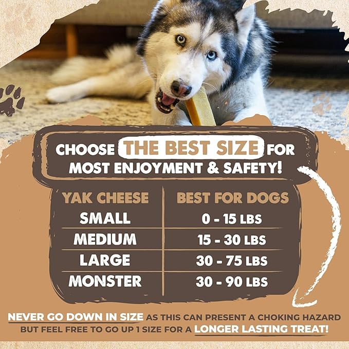 Mighty Paw Yak Cheese Chews for Dogs | All-Natural Long Lasting Pet Treats. Odorless and Great for Oral Health. Limited-Ingredient Chews for Puppies & Power-Chewers (Large, 8 Pack) - PAWPICO