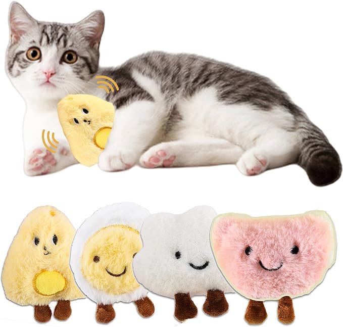 4 Pack Catnip Toys, Crinkle Cat Toys for Indoor Cats, Soft Stuffed Kitten Chew Toys, Cute and Durable Cat Kicker Toys for Kitten Exercise 4 Inches for All Breeds - PAWPICO