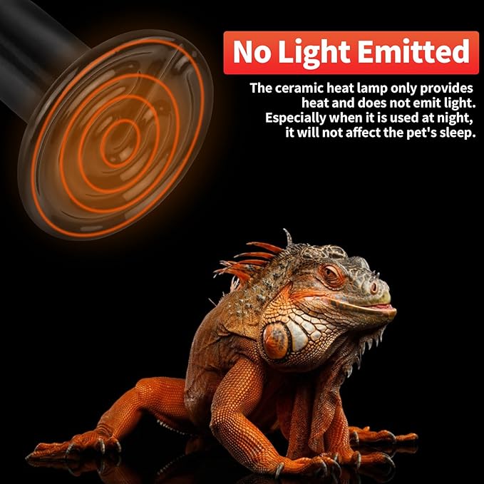 LUCKY HERP Reptile Heat Lamp - 100W Ceramic Heat Emitter Reptile Heat Lamp Bulbs (1 Pack), No Light Ceramic Heat Bulb, Ceramic Heat Lamp for Reptiles Amphibian Chicken Pet Brooder Coop Lizard Turtle LUCKYHERP
