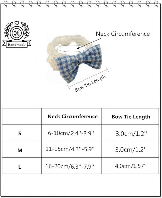 Lizard Clothes Bearded Dragons Blue White Plaid Bowtie with Elastic Lace Decor Handmade Stretchy Bowknot Collar Outfit Reptile Apparel Accessories Photo Gift Lizard Clothes for Leopard Reptile Gecko HAICHENTEC