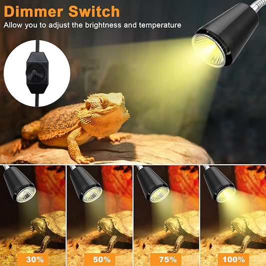 Reptile Heat Lamp,UVA/UVB Reptile Light,360° Rotatable Clip,Turtle Heating Lamp with Clamp,Reptile Basking Light for Reptiles Bearded Dragon Turtle Snake, E27 110V ZJNBMTFY