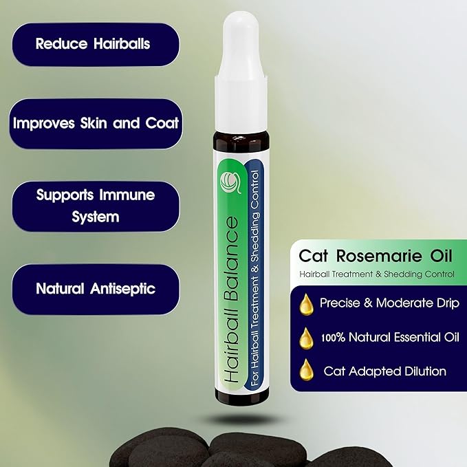 Anti Shedding for Cats, Natural Cat Shedding Prevention, Hair Balls Control for Cats, Breakaway, Vet-Approved Pet-Safe with Essential Oils (Rosemary) ROLLERPAWSTER