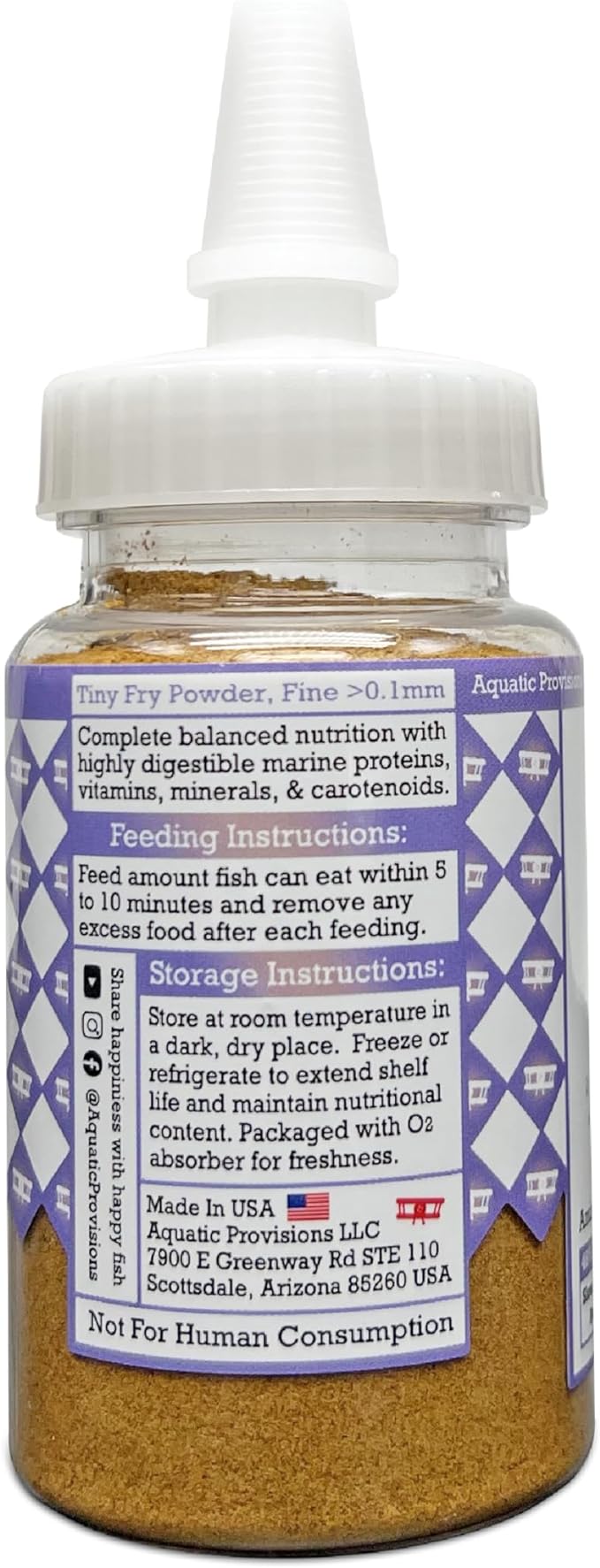 Tiny Fry Fish Food 1.76 oz, Fine Powder for Newborn Aquarium Fish AquaticProvisions