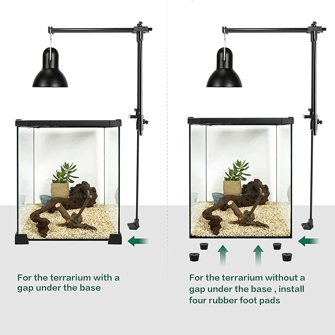BETAZOOER Reptile Dual Lamp Stand Metal Adjustable Heating Lamp Holder Light Fixture Retractable Ideal for Reptile Glass Terrarium Amphibians/Terrestrial Invertebrates Vivarium BETAZOOER