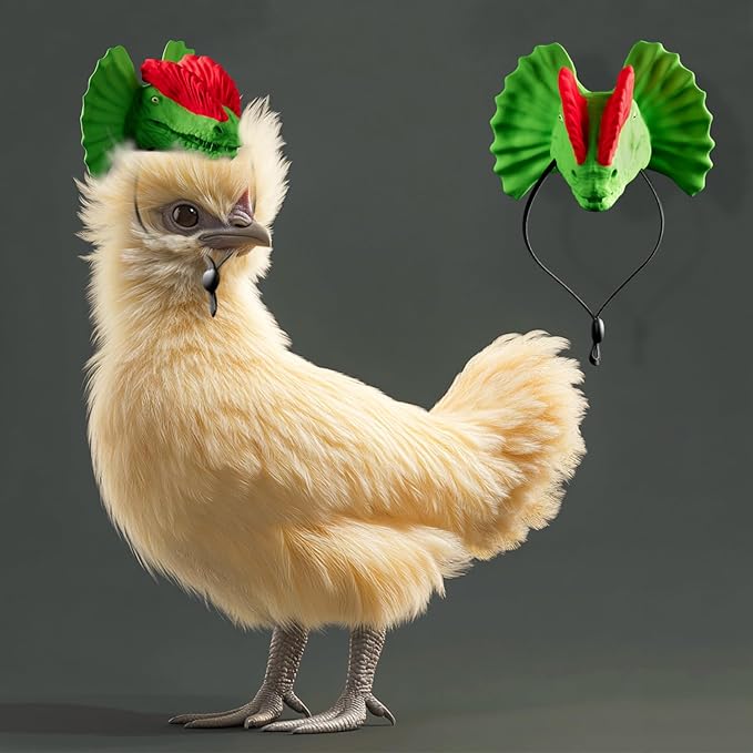 Chicken arms, Hats for Chickens, Latex Dinosaur Arms and Dinosaur Hat Set - Perfect for Chickens, Lizards, and Small Pets, for Halloween, Parties, and Photos(Dinosaur Hat + Dinosaur Chicken Arms) Enrichoice