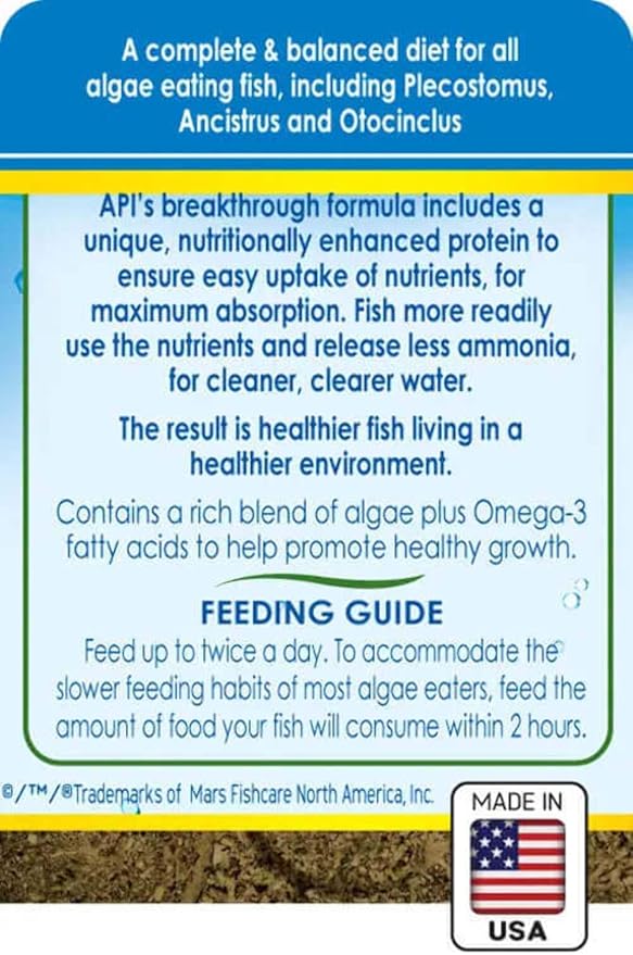 API ALGAE EATER WAFERS Algae Wafer Fish Food 3.7-Ounce Container API