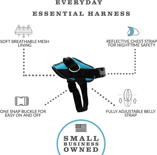 ShawnCo Essential Dog Harness, No-Pull Pet Vest with 3 Leash Clips, No Choke, Reflective, Adjustable and Padded, for Easy Walking and Training for Small, Medium and Large Dogs (Oceanic Blue, XL) SHAWNCO