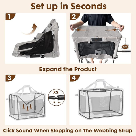 Extra Large Cat Carrier for 2 Cats, Portable Soft Sided Large Pet Carrier for Traveling, Indoor and Outdoor Uses, 24"×16"×16" - PAWPICO