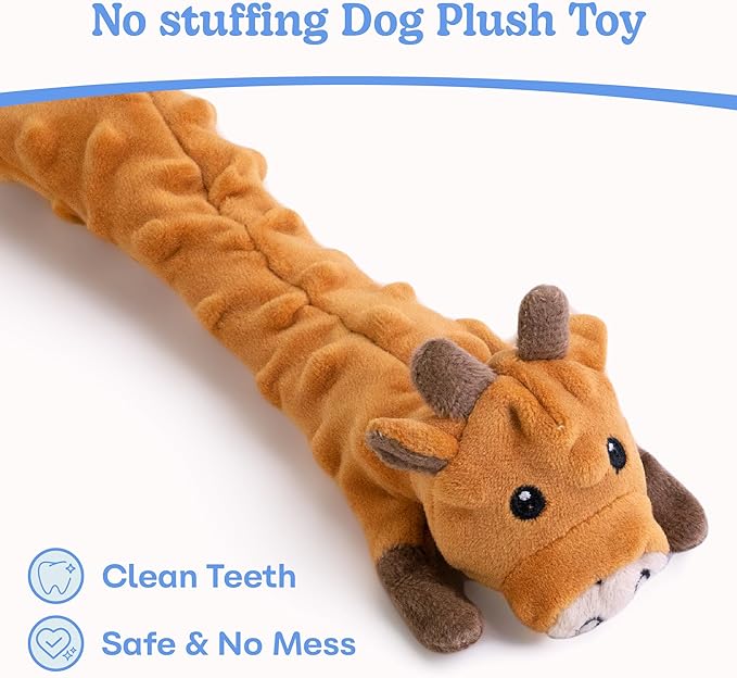 SHARLOVY Dog Squeaky Toys -Cow Crinkle Dog Toy, Bubble Plush Pet Toys Puppy Teething Toys No Stuffing Animals Dog Toy Doggies Toys Dog Chew Toy for Large Dogs - PAWPICO