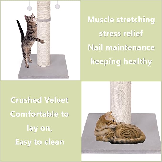 Cat Scratching Post-Scratching Post with Sisal Rope for Indoor Cats Large Cat Scratching Post sisal cat Scratcher Cute for Kitten Scratching Post(25 inch) - PAWPICO