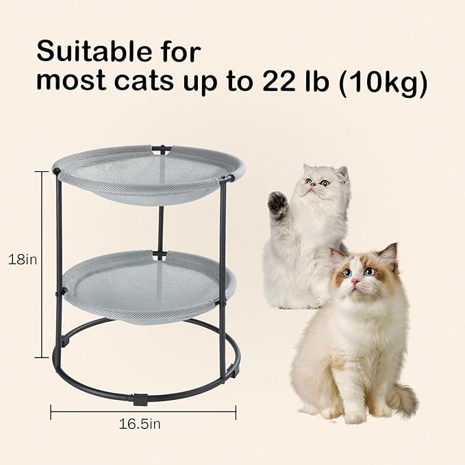 Double Cat Bed,Cat Beds for Indoor Cats, 2 Layers Elevated Cat Beds, Breathable Cat Beds & Furniture,18 x 16.5 x 16.5 Inch Outdoor Cat Bed (2 Large) - PAWPICO