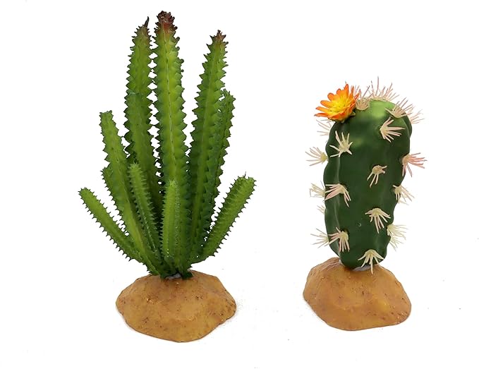 JIHAQUA Reptile Plants Succulent, Artificial Desert Rain Forests Plants for Lizard Bearded Dragon Chameleon Gecko Snake Amphibian Terrarium Decor (Set 2) JIHAQUA