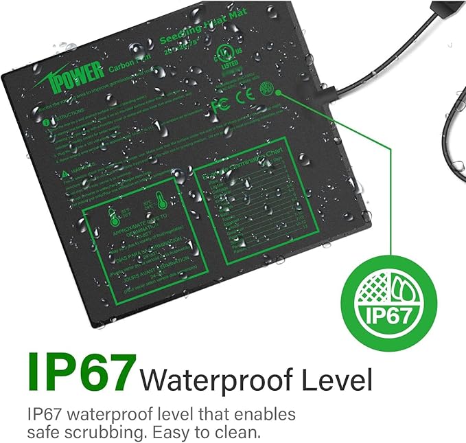 iPower 20" x 20.75" Seeding Heat Mat with Thermostat Temperature Adjustable Knob Durable Warm Hydroponic Plant Germination Starting Pad, Black iPower