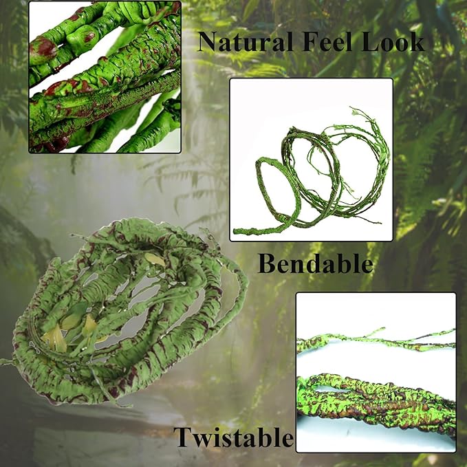 10Pcs Bearded Dragon Tank Accessories, Reptile Hammock Plants Bridge Jungle Climber Vines for Snakes Bearded Dragon Chameleon Gecko Lizard BUYNOW