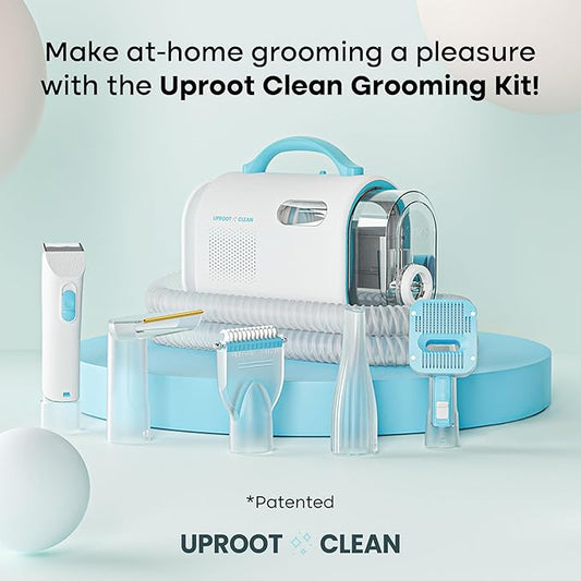 Uproot Clean Pet Grooming Vacuum Kit 7 in 1 - Cat & Dog Hair Vacuum Groomer with Brush, Detangle, Deshed, Trim, Clean, & Dry Attachments - Complete Cat & Dog Grooming Vacuum for Shedding Pets - PAWPICO