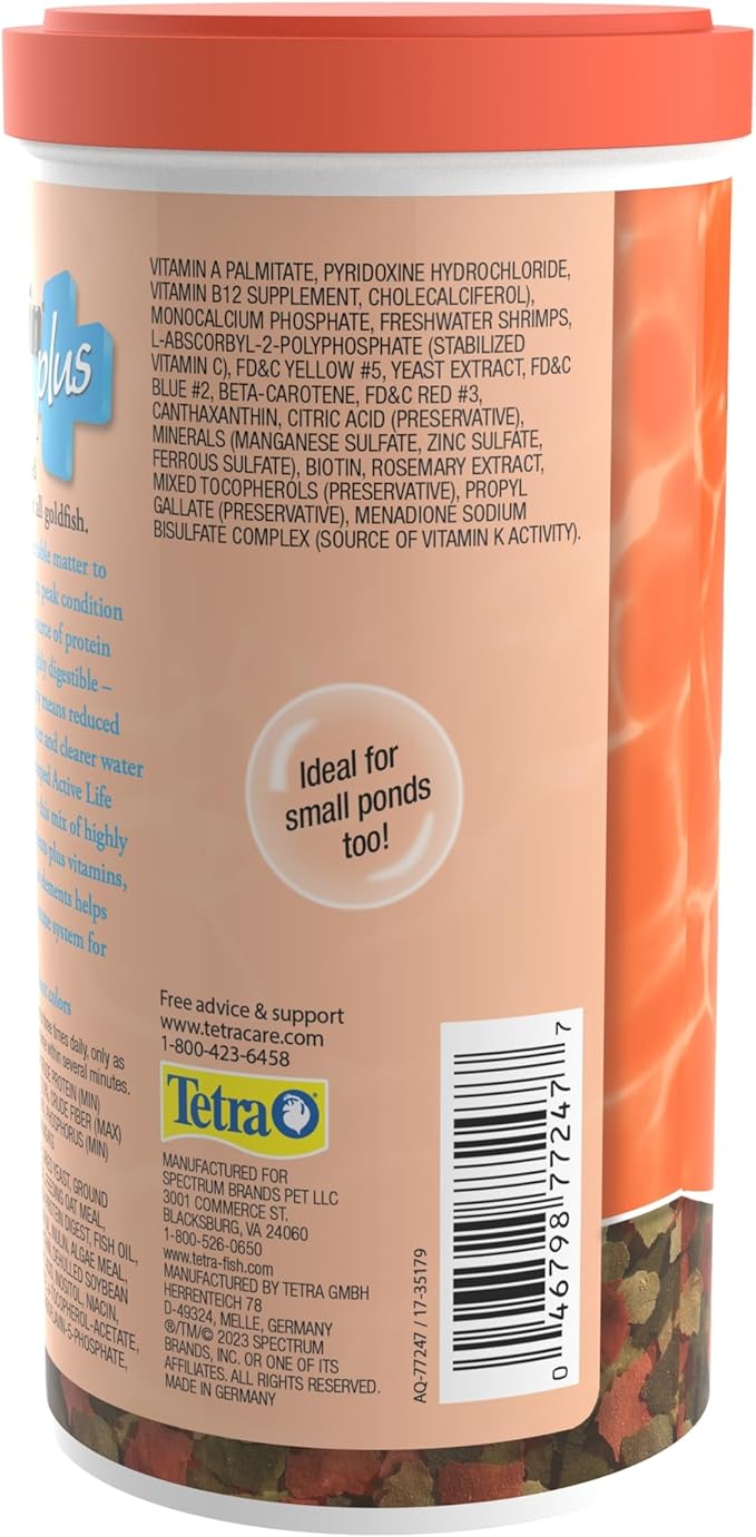 TetraFin Plus Goldfish Flakes 7.06 Ounces, Balanced Diet, With Algae To Promote Health Tetra