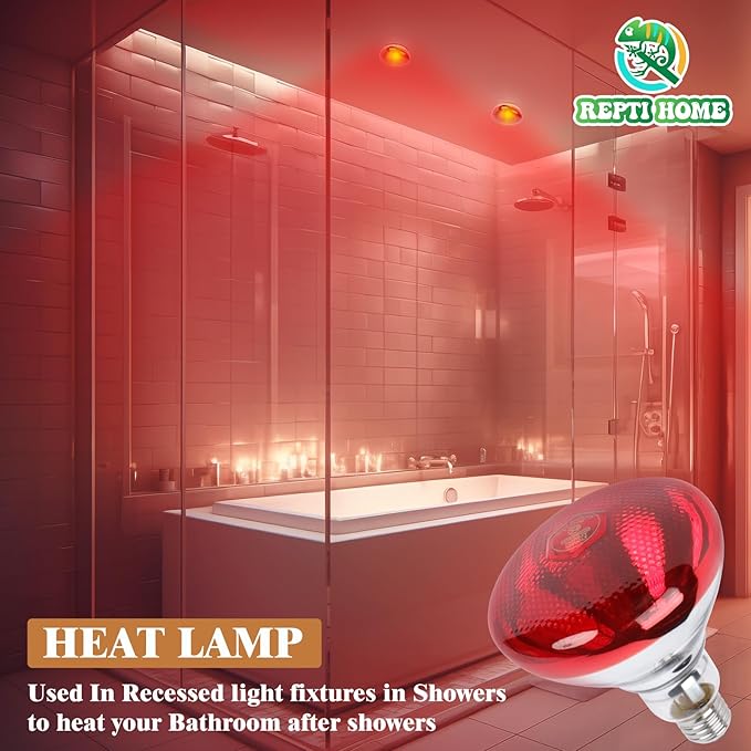 250W Red Heat Lamp Bulbs for Chicken,Infrared Flood Light Heat Lamp Bulb, Incandescent Light Heat Lamps for Chicks, Reptile, Pets, Par38 Glass E26 Base REPTIHOME