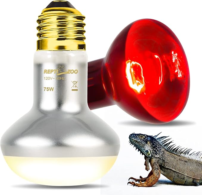 REPTIZOO 75W Reptile Heat Lamp Bulb, 2PCS Day & Night Basking Spot Light Combo Pack Includes Infrared Heat Lamp and UVA Daylight Heating Lamp Basking Light REPTIZOO