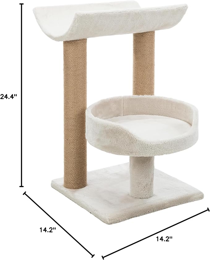 TRIXIE Isaba Scratching Post with Two Platforms, 2-Sisal Scratching Post, 24.5-inches Tall, Light Gray/Brown - PAWPICO