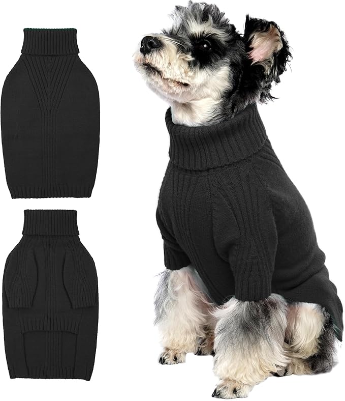 IECOii Dog Sweater,Dog Sweaters for Medium Dogs Girls Boys,Doggie Sweater Christmas,Pet Sweatshirt Knitwear Outfit for Holiday,Knit Turtleneck Warm Clothes for French Bulldog,Boston Terrier(Grey,M) - PAWPICO