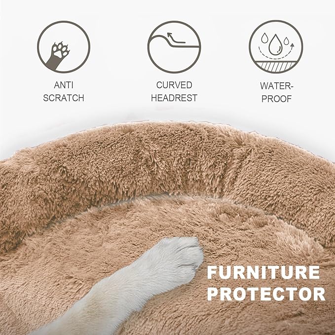 Dogs/Cats Bed Mats, Couch Cover for Dogs, Sofa Style Luxurious Mat for Pets, Waterproof Lining and Nonskid Bottom Perfect on Dog Crate, Cat Cage or in The Car. (Desert Brown, L) - PAWPICO