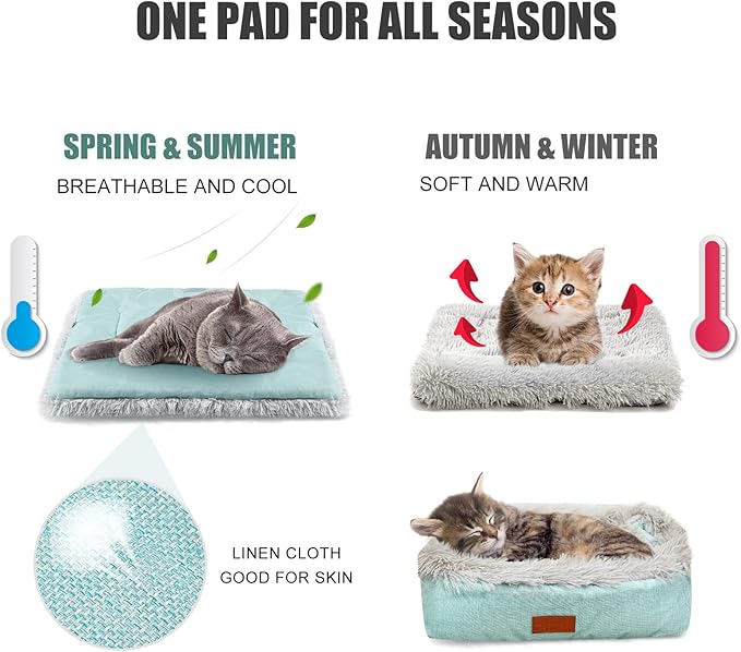 Cat Bed Small Dog Bed, Self Warming Cat Beds Self Heating Cat Dog Mat, Extra Warm Thermal Pet Pad for Indoor Outdoor Pets, Calming Dog Crate Bed Pet Cushion, 23.6x19.7inch - PAWPICO