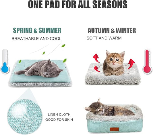 Cat Bed Small Dog Bed, Self Warming Cat Beds Self Heating Cat Dog Mat, Extra Warm Thermal Pet Pad for Indoor Outdoor Pets, Calming Dog Crate Bed Pet Cushion, 23.6x19.7inch - PAWPICO
