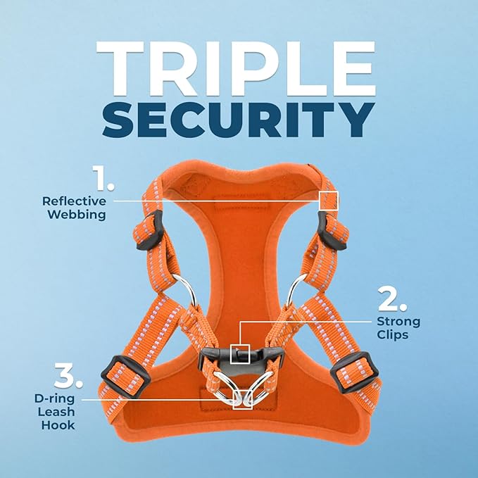 Best Pet Supplies Voyager Adjustable Dog Vest Harness Breathable No Pull Harness for Small, Medium, Large Dogs, Heavy Duty Harness for Walking, Jogging, Easy Step-in, Reflective Stripes - (Orange), L BestPetSuppliesLLC