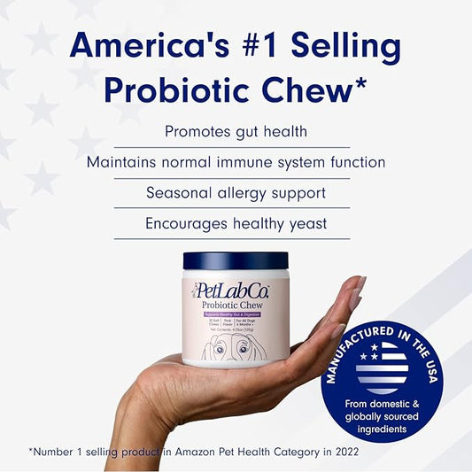 PetLab Co. Probiotics for Dogs, Support Gut Health, Occasional Diarrhea, Digestive Health & Seasonal Allergies - Pork Flavor - 30 Soft Chews - Packaging May Vary PetlabCo