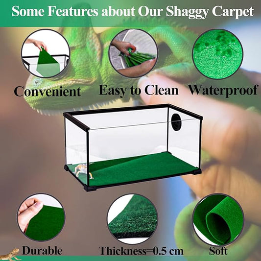 HERCOCCI 2 Pack Reptile Carpet, 39’’ x 20’’ Terrarium Bedding Substrate Liner Reptile Cage Mat Tank Accessories for Bearded Dragon Lizard Tortoise Leopard Gecko Snake (Green) HERCOCCI