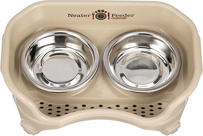 Neater Feeder Express Cat Mess Proof Feeder for Cats, 1 Cup Whisker-Friendly Stainless Steel Food & Water Bowls, No Spill, Non-Tip/Slip. Made in USA - PAWPICO