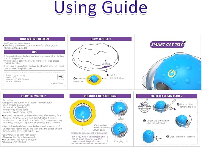 Interactive Cat Toys Ball Fast Rolling in Pouch, Motion Activate Chirping Cat Toy Hide and Seek Mouse Catching Game (Halloween Party) - PAWPICO