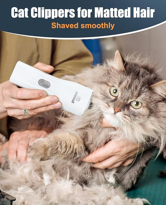 oneisall Pet Clipper for Cat Matted Hair, Pet Shaver for Cats Quiet Pet Hair Clippers Cordless Cat Clippers for Matted Hair Cat Clippers for Long Hair - PAWPICO