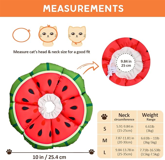 Avont Cat Cone Collar Soft, Adjustable Recovery E Collar Alternative for Cats Kittens Puppies, Elizabethan Neck Cone of Shame to Prevent Licking Biting After Surgery Protect Wounds -Melon(S) Avont